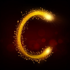 3d sparkler firework letter C