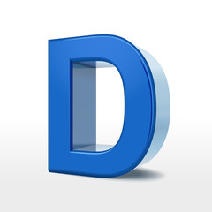 3d blue alphabet D