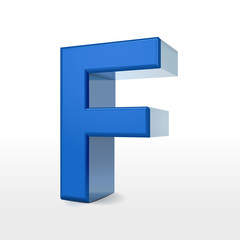 3d blue alphabet F