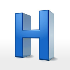 3d blue alphabet H