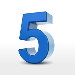 3d blue number 5