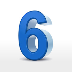 3d blue number 6
