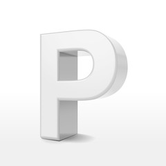 3d white alphabet P