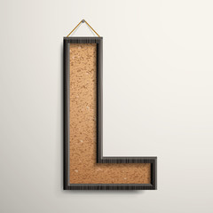 3d wooden frame cork board letter L