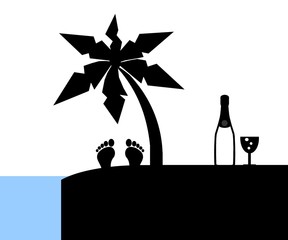 Champagne en vacances à la plage	