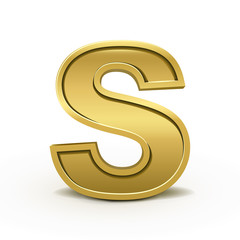 3d bright golden letter S