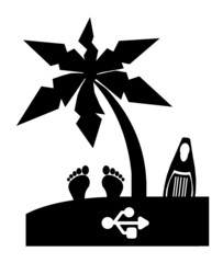 Port USB sur une plage de vacances