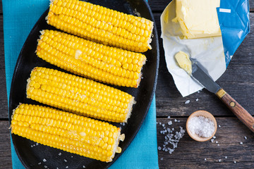 hot golden corn cob with butter and salt © marcin jucha