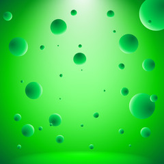 Abstract conceptual room with flying lightened balls