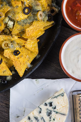 mexican hot street food nachos with salsa dip