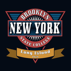Brooklyn State College T-shirt Typography Graphics, Vector Illus