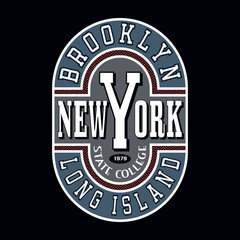 Brooklyn State College T-shirt Typography Graphics, Vector Illus