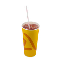 Berry Juice in a paper cup with ice and straw