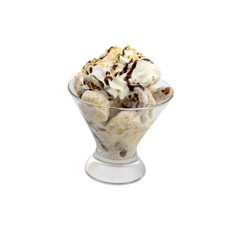 Cream brulee with banana and chocolate