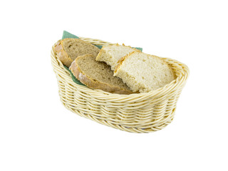 Fresh bread in wicker basket