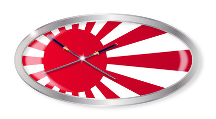 Japanese Flag and Swords Oval Button