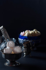 White marshmallows on glass jar