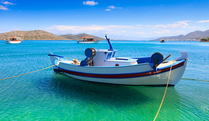 Fishing and pleasure boats off the coast of Crete.
