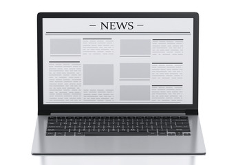 3d Laptop with news. Media concept
