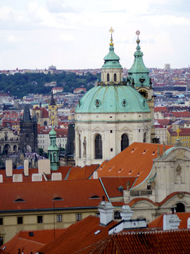 prague view from top with copper green roof