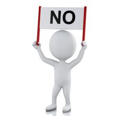 3d White people with sign board banner.