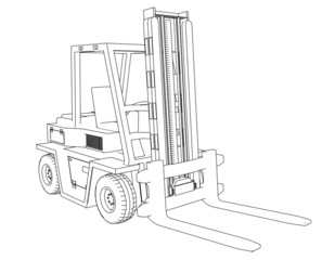 Drawing Forklift on a white background