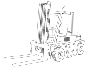 Drawing Forklift on a white background