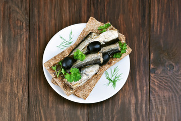 Sprats sandwich, top view