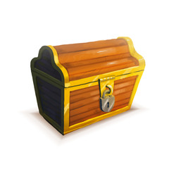 Realistic icon of treasure chest isolated