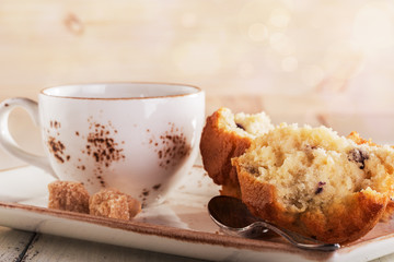 Vanilla muffins and a cup of coffee