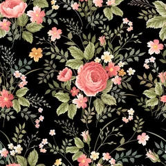 Behang seamless floral pattern with roses © citradora