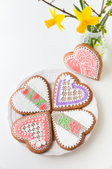 Home-baked and  decorated heart shaped cookies.