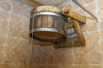 Tub in the sauna .