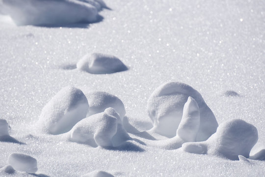 clumps of snow, winter