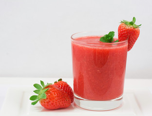 A glass of Fresh strawberry smoothie