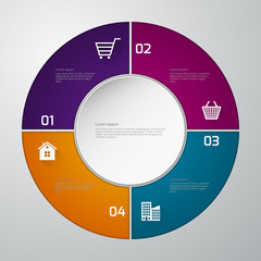 Vector illustration infographics paper circle. four sectors