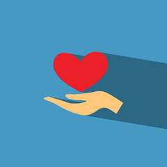 hand give heart flat icon  vector illustration eps10