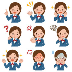 女子高生の表情セット