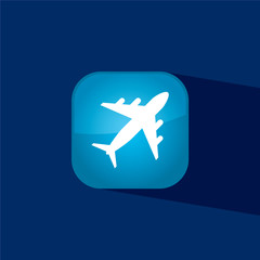 airplane button icon flat  vector illustration eps10