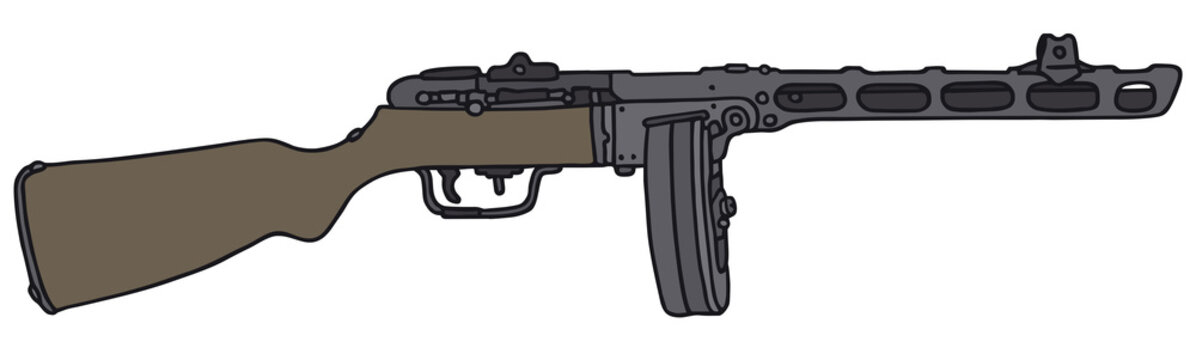 Old russian automatic gun, vector illustration