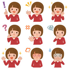 女の子の表情セット