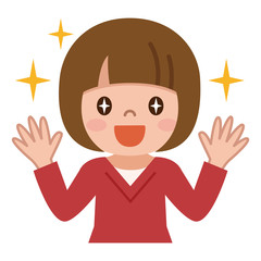 目を輝かせて喜ぶ女の子