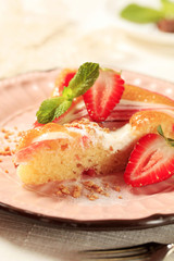 Cheese and strawberry sponge cake