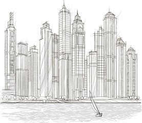 Architecture sketch, City landscape