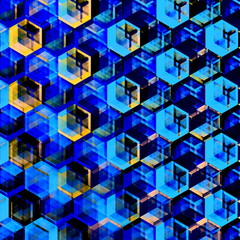 Abstract Blue Hexagons Background. Modern Hexagonal Illustration