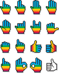Set of Pixelated Cursor Hands