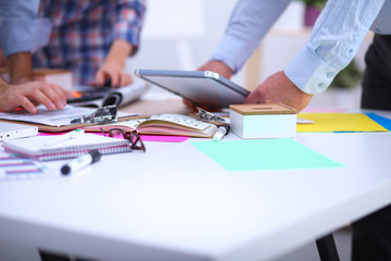 Young business people working at office on new project