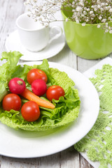 Breakfast with green salad