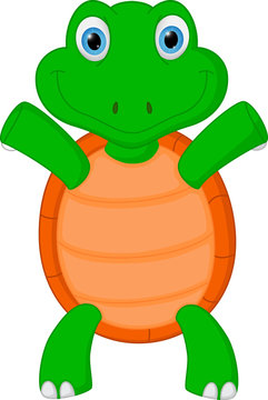 Happy green turtle cartoon