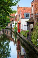 houses along the canals of Bruges, Belgium.